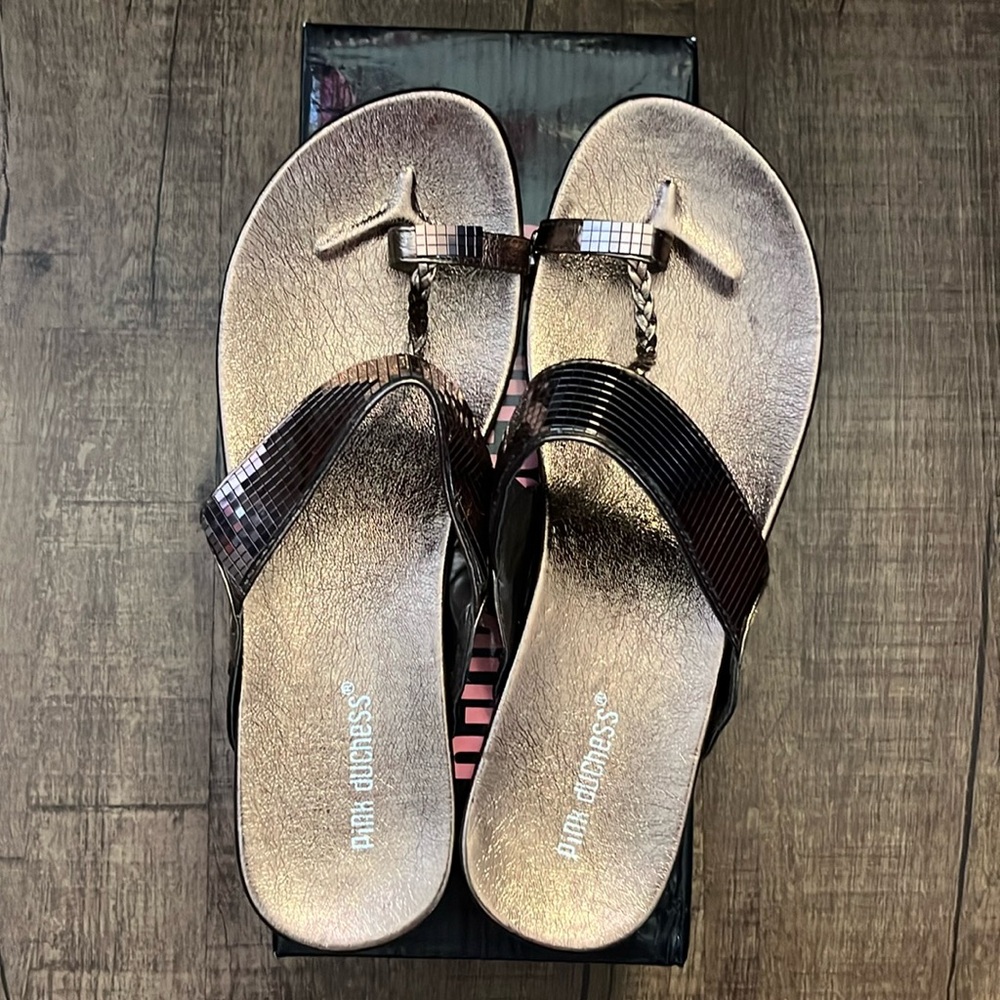 Women’s Pink Duchess Bronze Sequins Slide on Sandals
